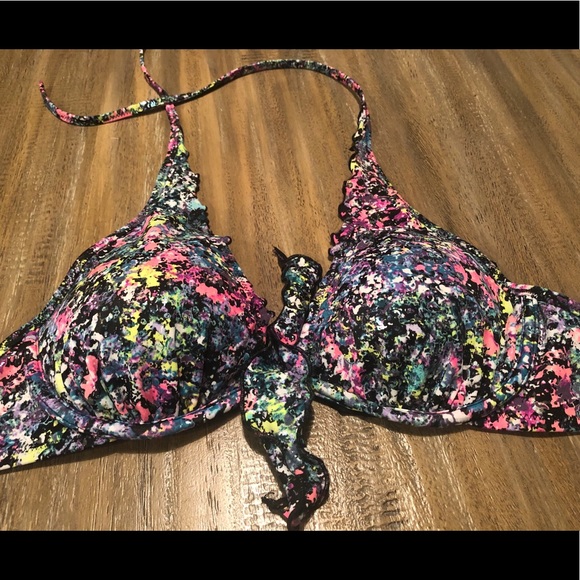 Victoria’s Secret Multicolor Ruffle Bikini Top 34C - Picture 1 of 3
